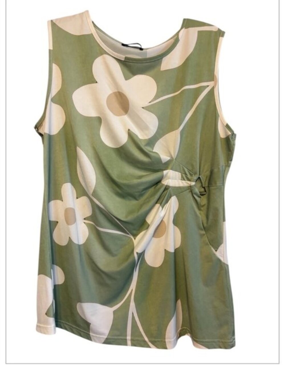 Lily by Firmiana Green & White Sleeveless Women’s slip Over Blouse Top Office Dr